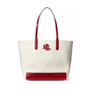 Ralph Lauren Cream and Red Tote Bag